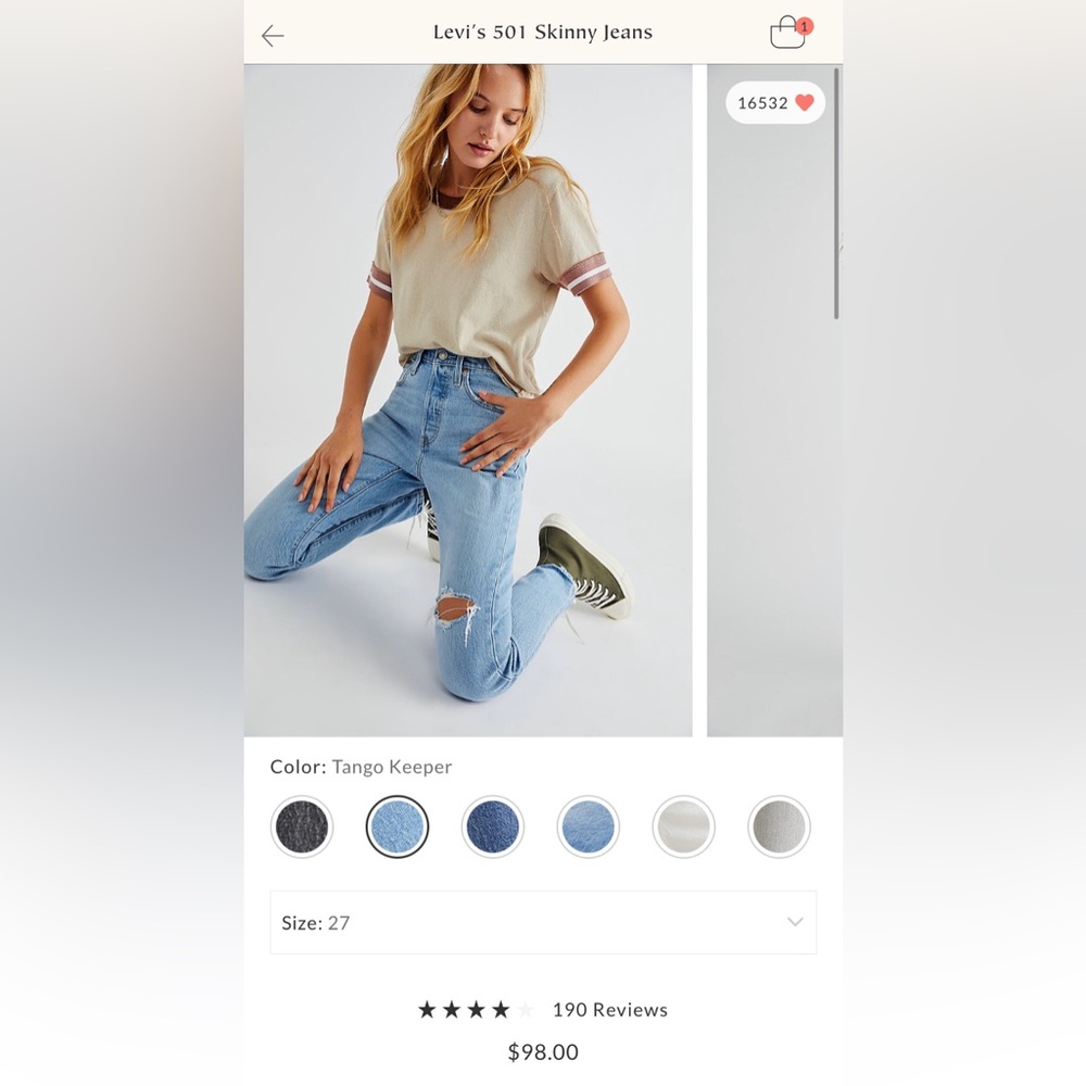 Levi’s 501 skinny jeans